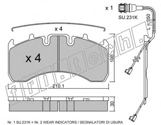 Комплект тормозных колодок, дисковый тормоз fri.tech. 29177