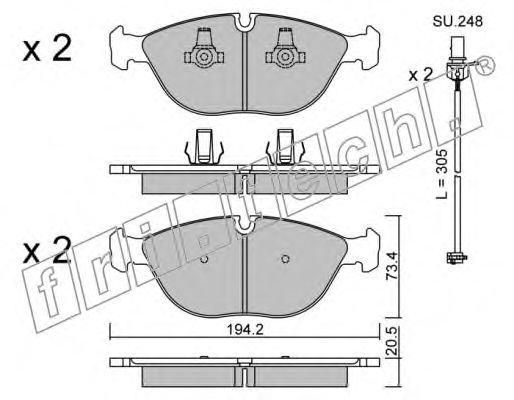 Комплект тормозных колодок, дисковый тормоз fri.tech. 845.2W