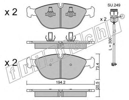 Комплект тормозных колодок, дисковый тормоз fri.tech. 845.3W