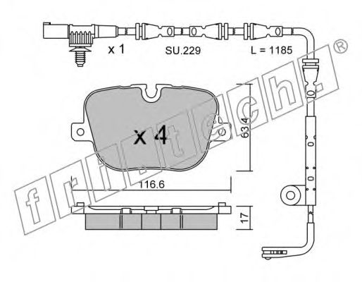 Комплект тормозных колодок, дисковый тормоз fri.tech. 25085