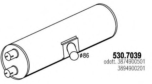 Средний / конечный глушитель ОГ ASSO 530.7039