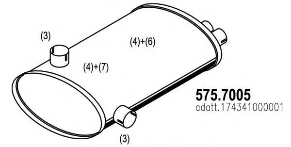 Средний / конечный глушитель ОГ ASSO 575.7005
