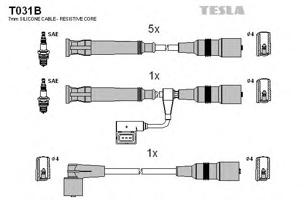 Комплект проводов зажигания TESLA T031B