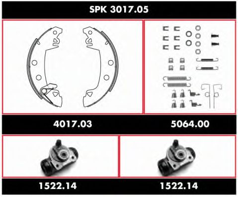 Комплект тормозов, барабанный тормозной механизм WOKING SPK 3017.05