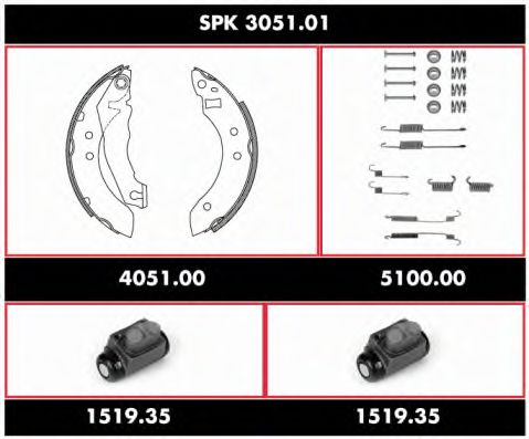 Комплект тормозов, барабанный тормозной механизм WOKING SPK 3051.01