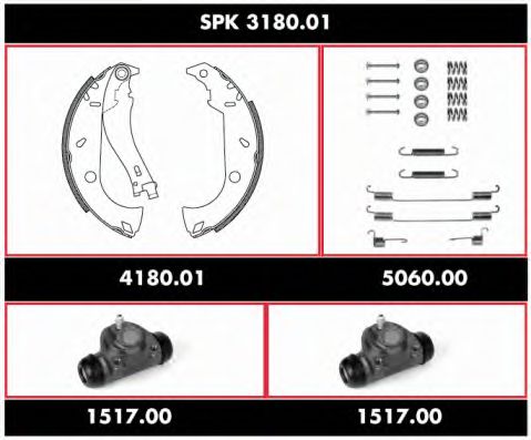 Комплект тормозов, барабанный тормозной механизм WOKING SPK 3180.01