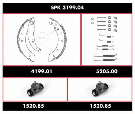 Комплект тормозов, барабанный тормозной механизм WOKING SPK 3199.04