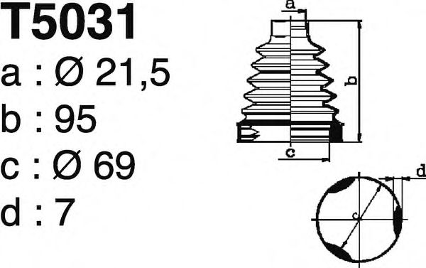 Комплект пылника, приводной вал DEPA T5031