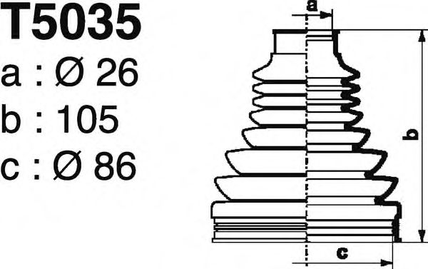 Комплект пылника, приводной вал DEPA T5035