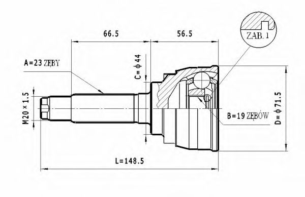 Шарнирный комплект, приводной вал STATIM C.003