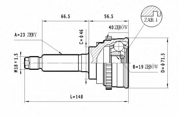 Шарнирный комплект, приводной вал STATIM C.146
