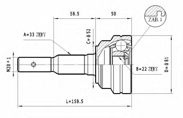 Шарнирный комплект, приводной вал STATIM C.239