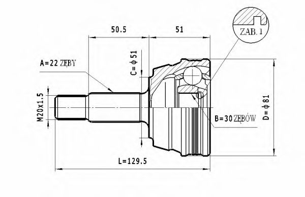 Шарнирный комплект, приводной вал STATIM C.289
