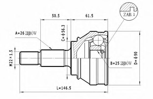 Шарнирный комплект, приводной вал STATIM C.332