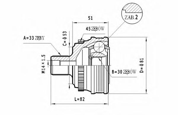 Шарнирный комплект, приводной вал STATIM C.338