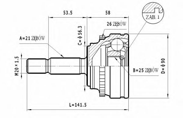 Шарнирный комплект, приводной вал STATIM C347