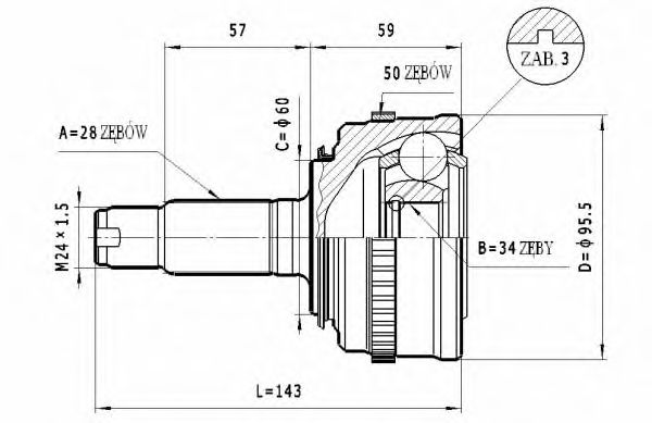 Шарнирный комплект, приводной вал STATIM C.443