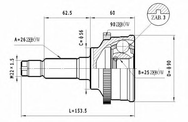 Шарнирный комплект, приводной вал STATIM C.466