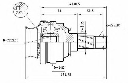 Шарнирный комплект, приводной вал STATIM CW.030