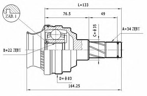 Шарнирный комплект, приводной вал STATIM CW.035