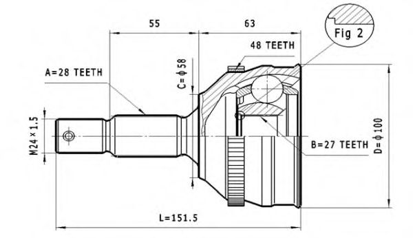 Шарнирный комплект, приводной вал STATIM C.107