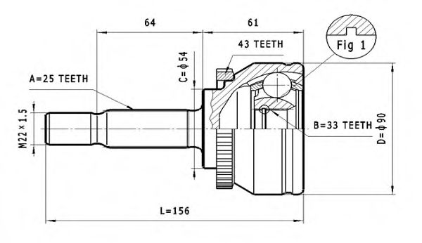 Шарнирный комплект, приводной вал STATIM C.390