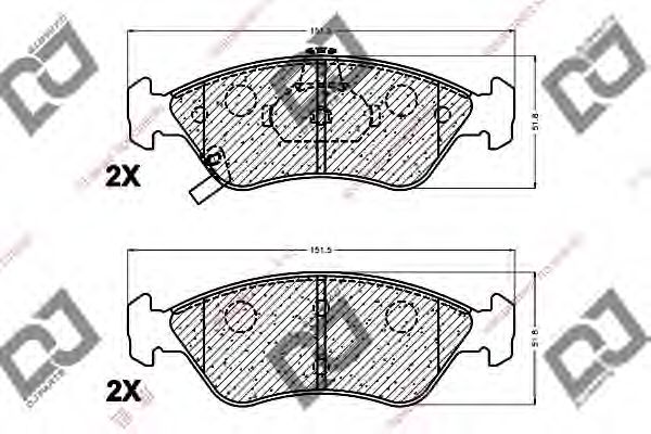 Комплект тормозных колодок, дисковый тормоз DJ PARTS BP1107