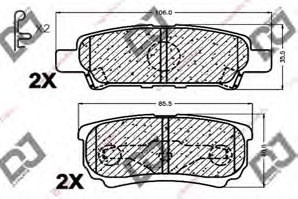 Комплект тормозных колодок, дисковый тормоз DJ PARTS BP1153