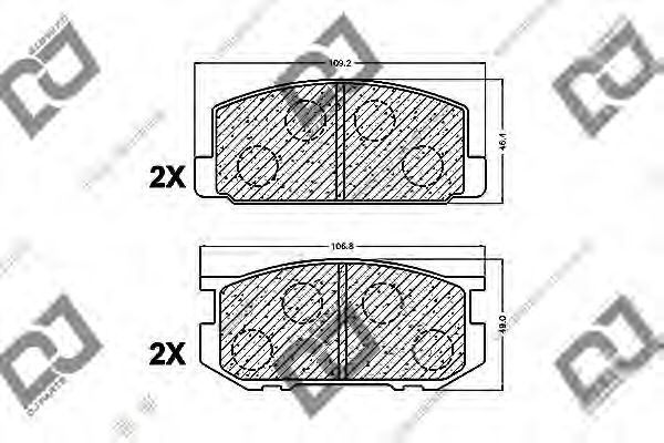 Комплект тормозных колодок, дисковый тормоз DJ PARTS BP1208