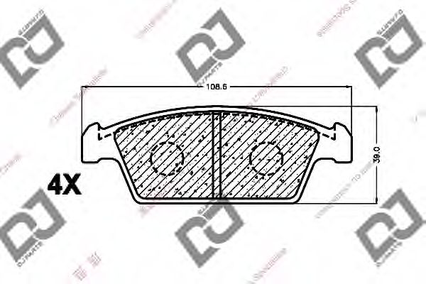 Комплект тормозных колодок, дисковый тормоз DJ PARTS BP1292