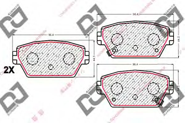 Комплект тормозных колодок, дисковый тормоз DJ PARTS BP1796