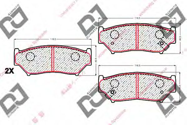 Комплект тормозных колодок, дисковый тормоз DJ PARTS BP1844