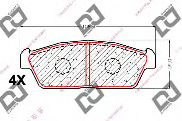 Комплект тормозных колодок, дисковый тормоз DJ PARTS BP1845