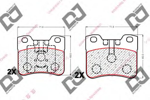 Комплект тормозных колодок, дисковый тормоз DJ PARTS BP1876