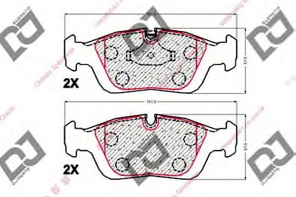 Комплект тормозных колодок, дисковый тормоз DJ PARTS BP1880