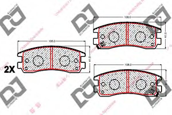 Комплект тормозных колодок, дисковый тормоз DJ PARTS BP2024