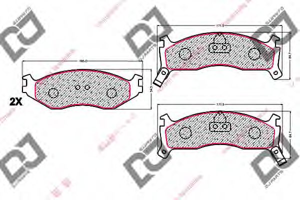 Комплект тормозных колодок, дисковый тормоз DJ PARTS BP2057