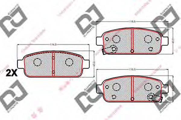 Комплект тормозных колодок, дисковый тормоз DJ PARTS BP2095