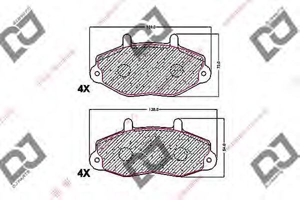 Комплект тормозных колодок, дисковый тормоз DJ PARTS BP1689