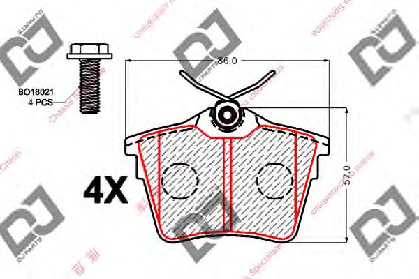 Комплект тормозных колодок, дисковый тормоз DJ PARTS BP2124