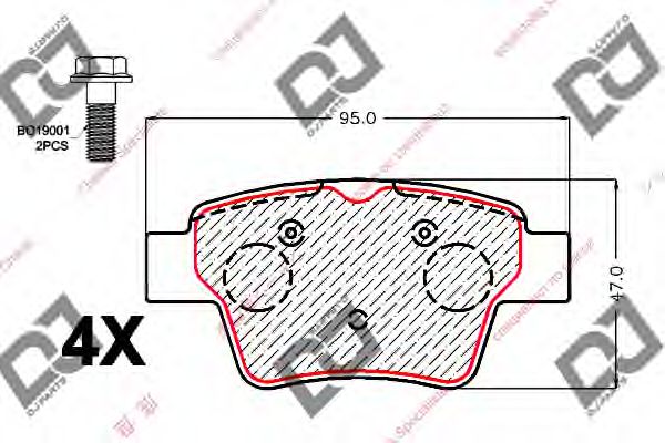 Комплект тормозных колодок, дисковый тормоз DJ PARTS BP2127