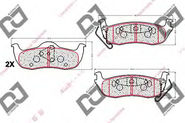 Комплект тормозных колодок, дисковый тормоз DJ PARTS BP2027