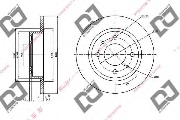 Тормозной диск DJ PARTS BD1943