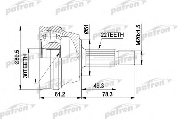 Шарнирный комплект, приводной вал PATRON PCV1050