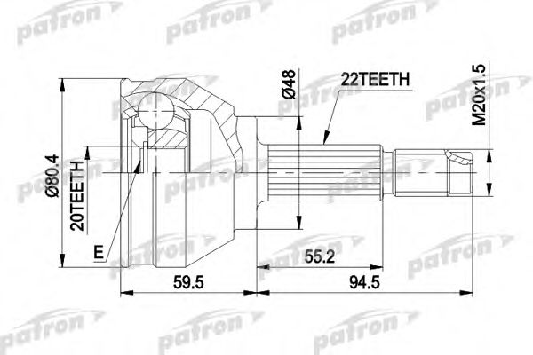 Шарнирный комплект, приводной вал PATRON PCV1055