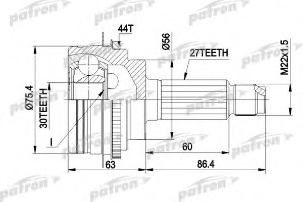 Шарнирный комплект, приводной вал PATRON PCV1084