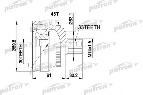 Шарнирный комплект, приводной вал PATRON PCV1112