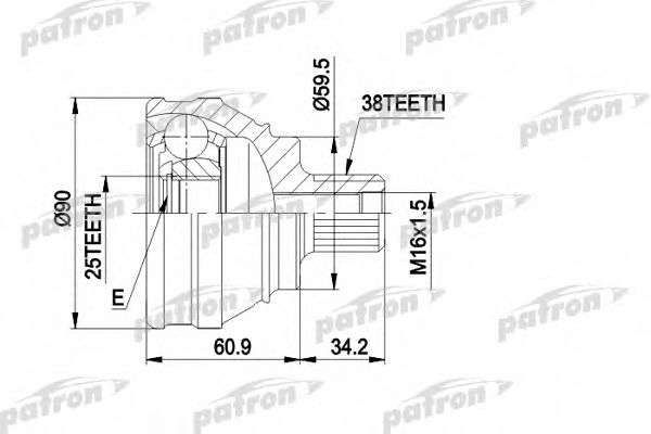 Шарнирный комплект, приводной вал PATRON PCV1119