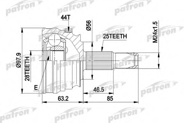 Шарнирный комплект, приводной вал PATRON PCV1153