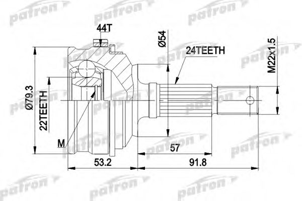 Шарнирный комплект, приводной вал PATRON PCV1159